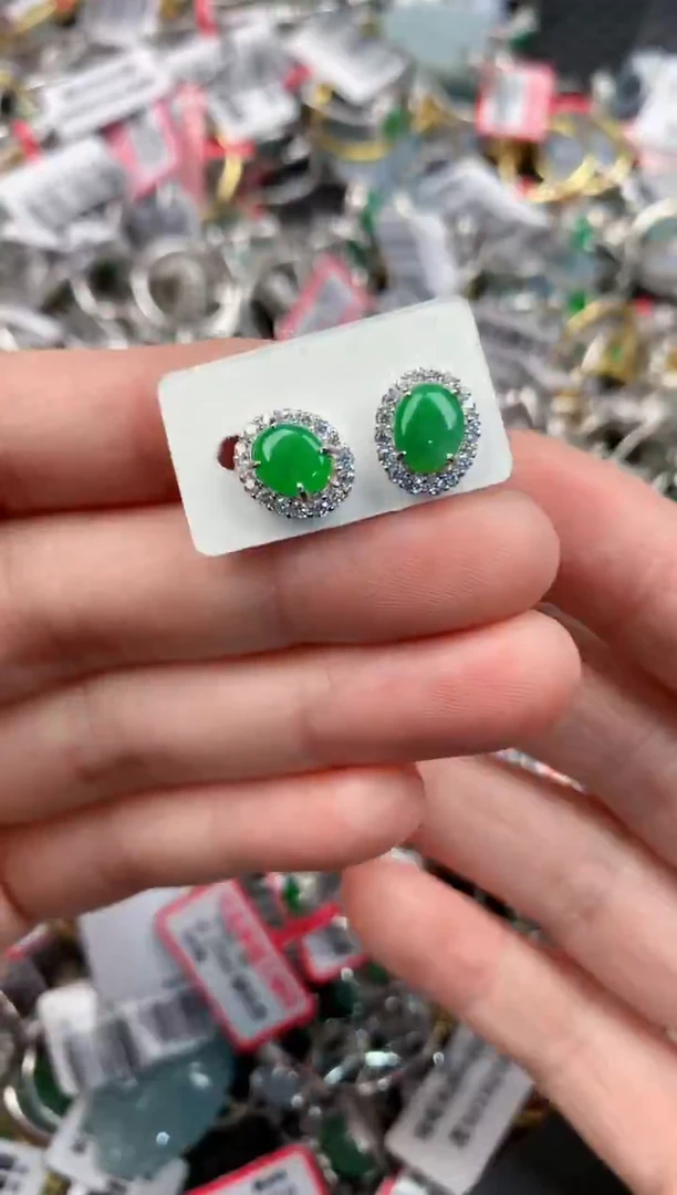 银S925镶嵌戒指翡翠666                91