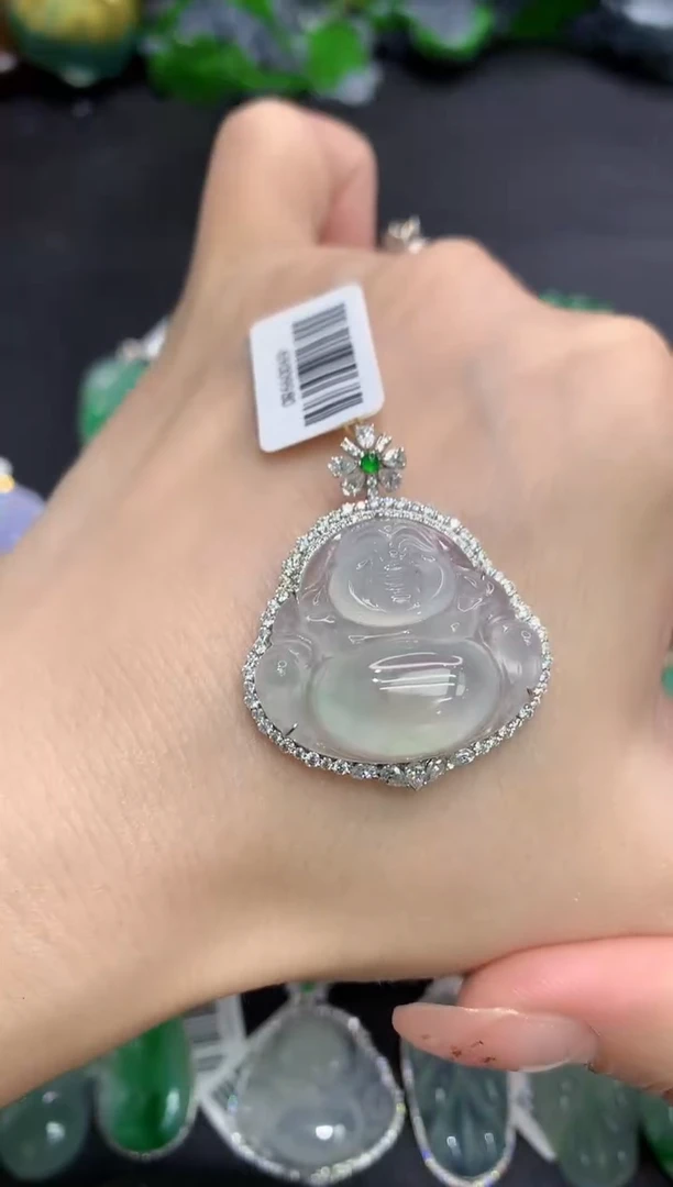 吊坠(不含链)18K金镶嵌翡翠11