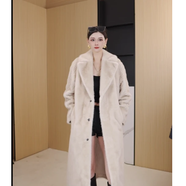 2025年女士冬季加厚长款时尚麻花百搭大衣外套