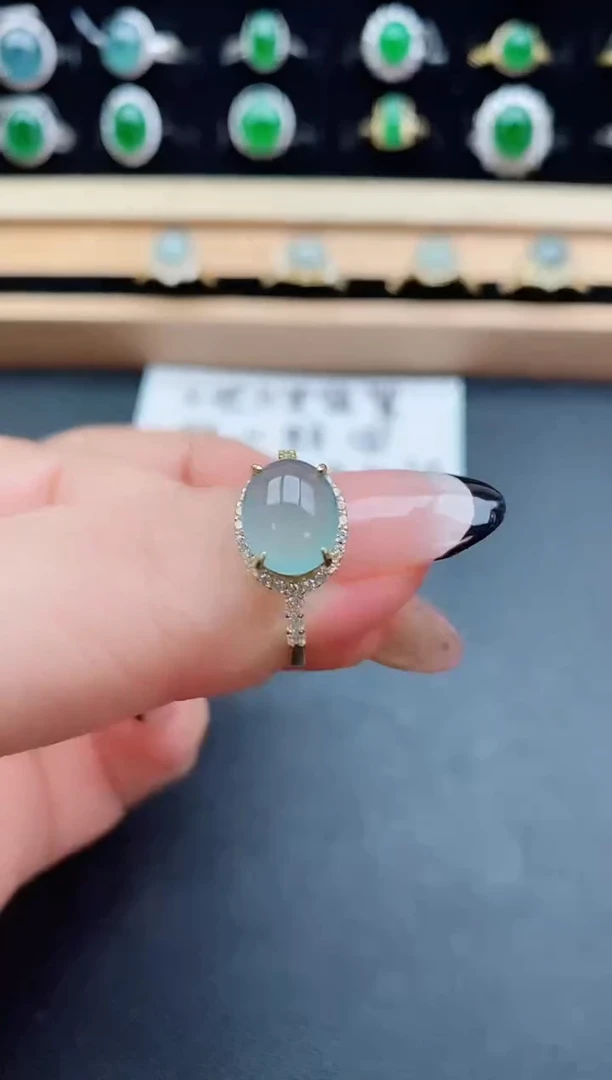 翡翠戒指银S925镶嵌069860