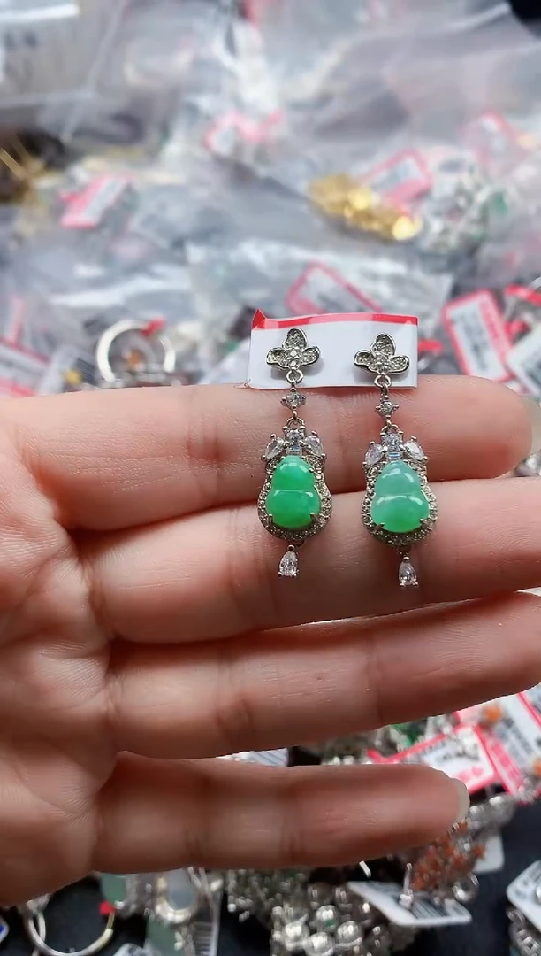 银S925镶嵌戒指翡翠天然A货缅甸翡翠