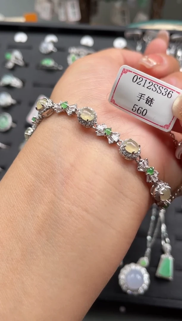 【闪购商品】翡翠手链银S925镶嵌0212SS36