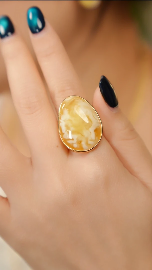 银S925镶嵌蜜蜡戒指金白孤品戒指
