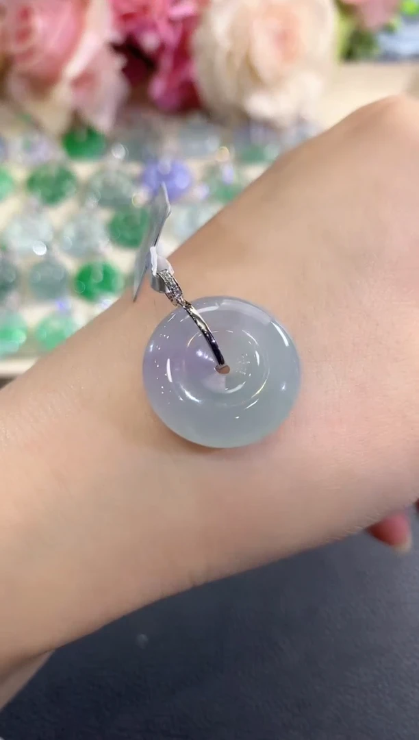 吊坠(不含链)18K金镶嵌翡翠b15紫货有色差多样性一件发货