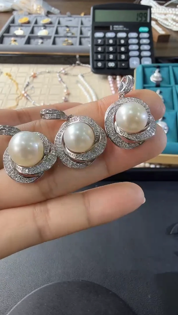 银S925镶嵌海水珍珠吊坠H0720-77-304多样性一件