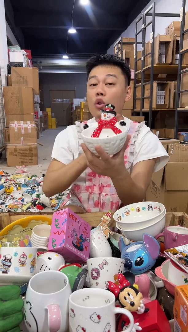 瓷片原盒雪人碗