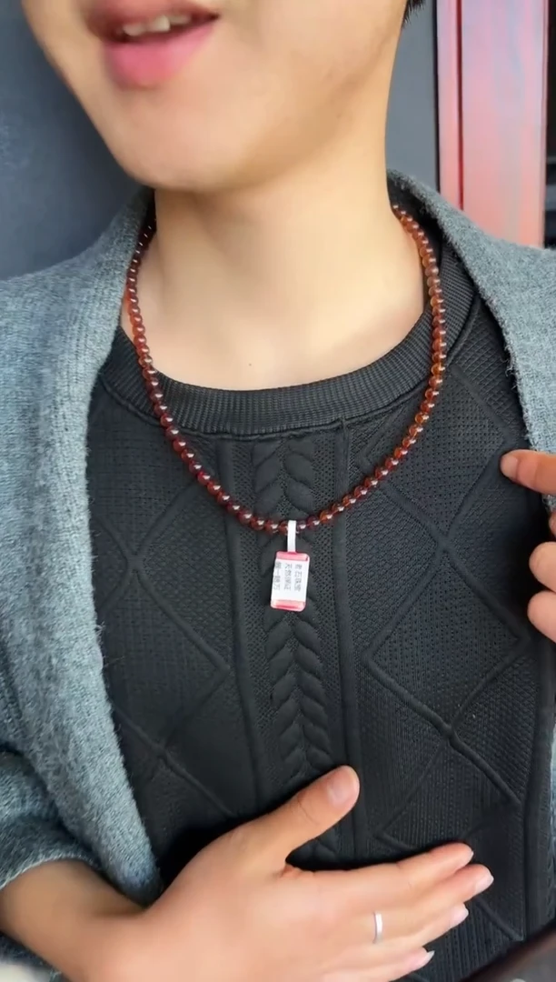 琥珀颈饰未镶嵌#16缅甸琥珀紫罗兰妈妈链6mm