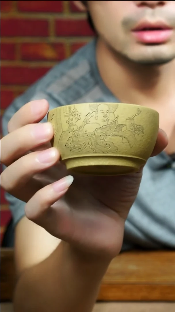 茶杯紫砂南柯记全手刻杯