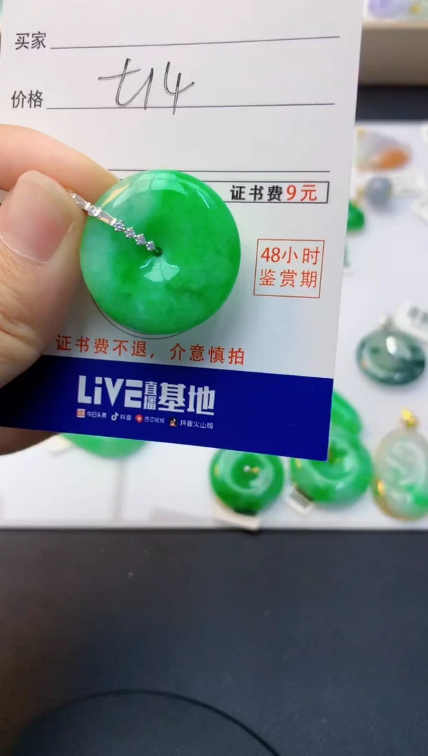 颈饰18K金镶嵌翡翠天然缅甸A货翡翠百元以上9元证书费自理