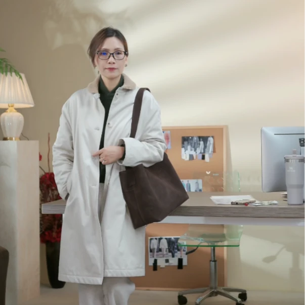 填充100绵羊毛 日系中长款羊毛翻毛领棉服 时尚百搭