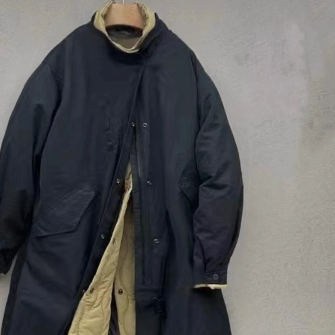 假两件棉服男中长款潮牌宽松 oversize 冬季加厚保暖连帽外套2025