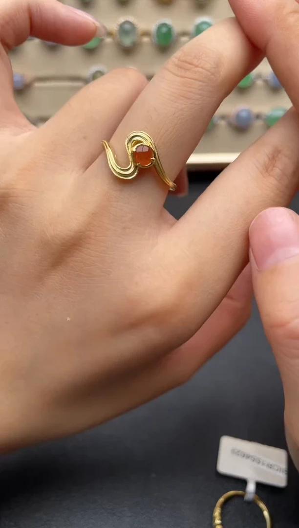 银S925镶嵌戒指翡翠一物一证一礼盒