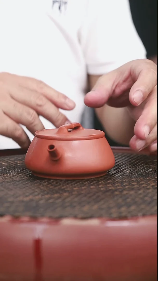 茶壶紫砂11号全手工大红泥竹节石瓢150CC微瑕
