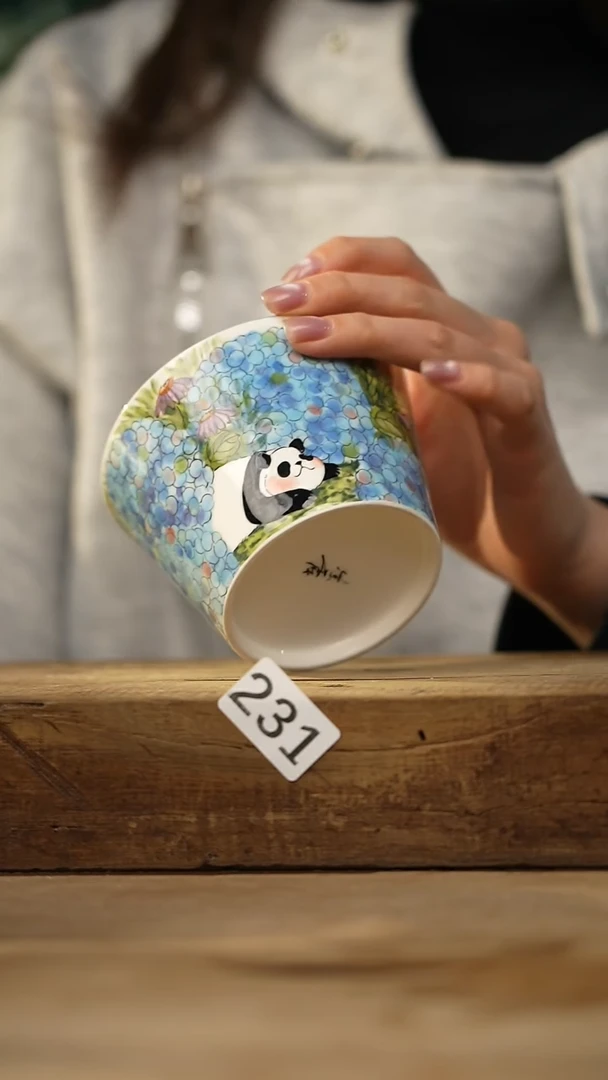 【闪购商品】瓷片新品！设计师手工手绘柴窑/咖啡杯  紫霞