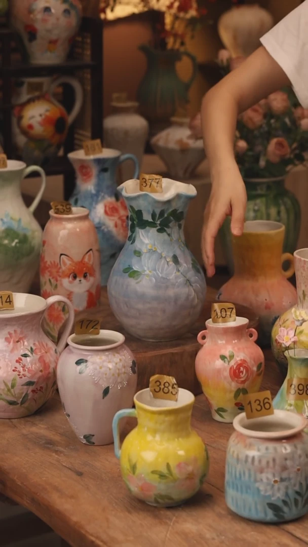 陶瓷377景德镇设计师手作花器摆件侘寂风