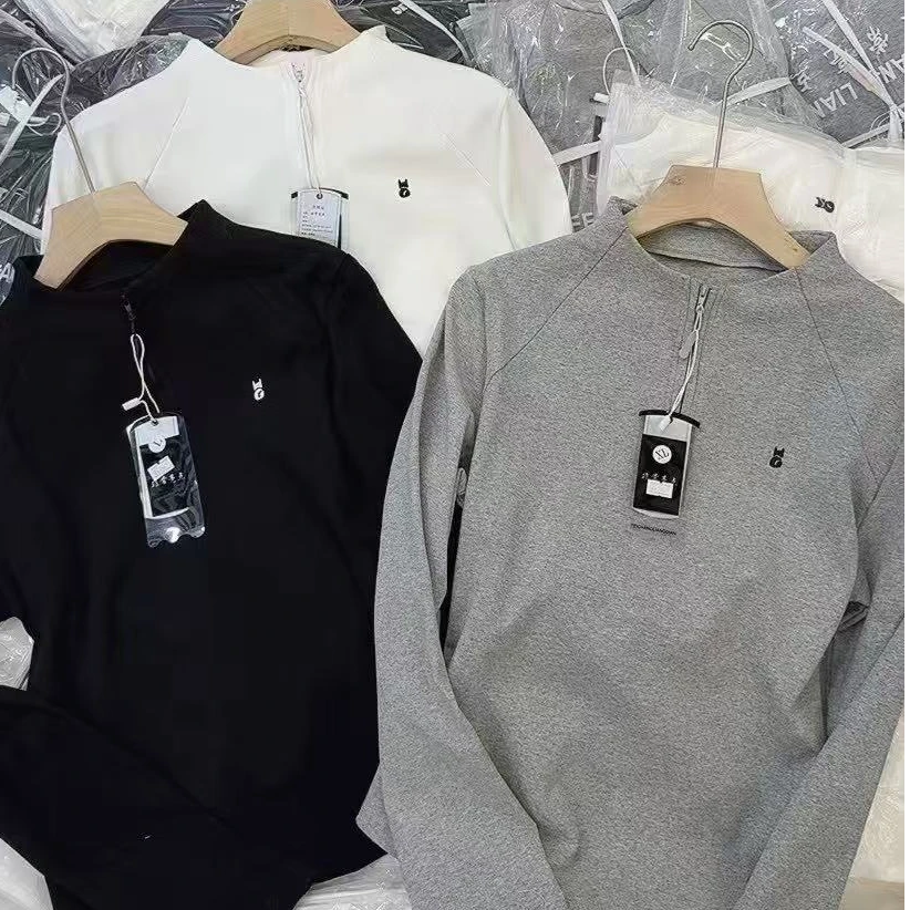 2025春弹力半拉拉卫衣 显瘦百搭舒适修身设计感卫衣女