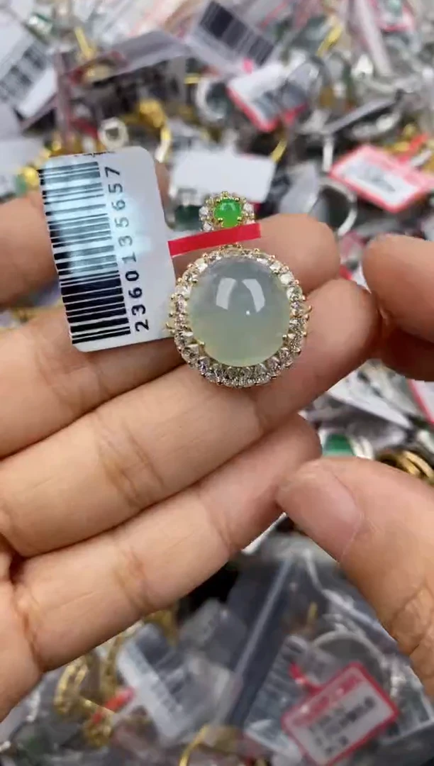 银S925镶嵌戒指翡翠222              5