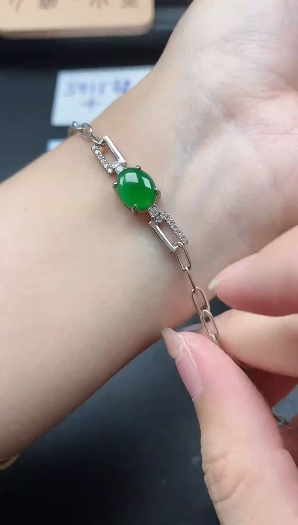 翡翠戒指银S925镶嵌65511