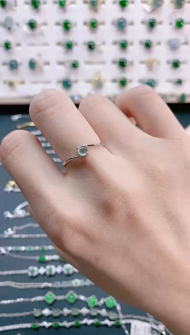 【闪购商品】翡翠戒指银S925镶嵌天然翡翠