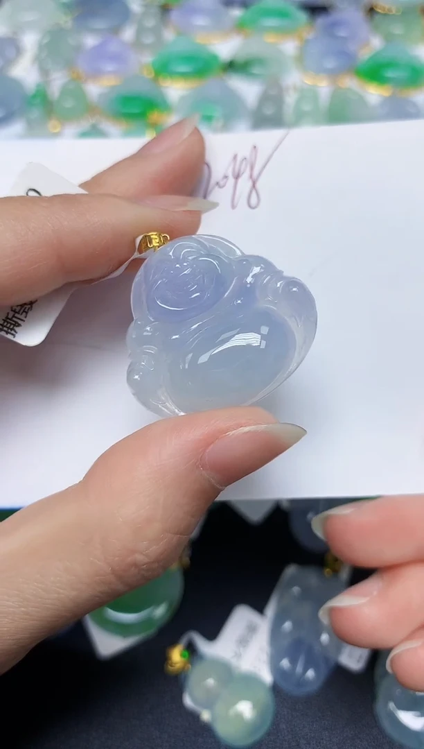 翡翠18K金镶嵌颈饰天然缅甸翡翠A货
