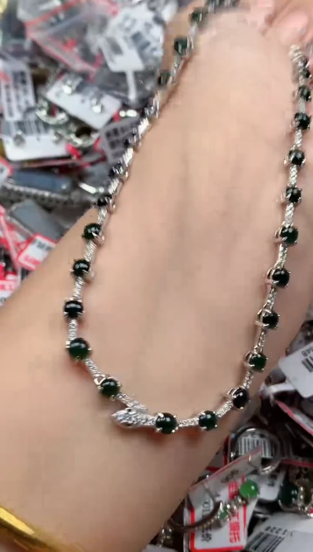 银S925镶嵌戒指翡翠天然A货缅甸翡翠