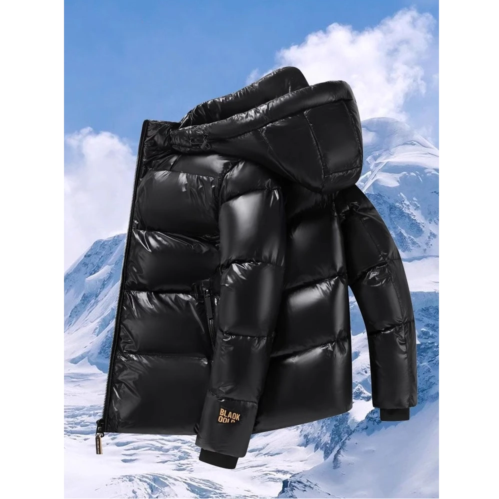 新款羽绒服男女短款冬季保暖防寒加厚鹅绒亮面外套男女潮流青年