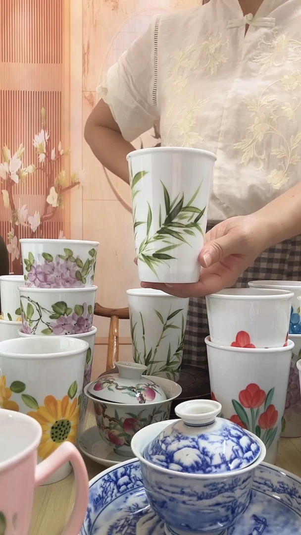 瓷炜手绘竹子可乐杯1个
