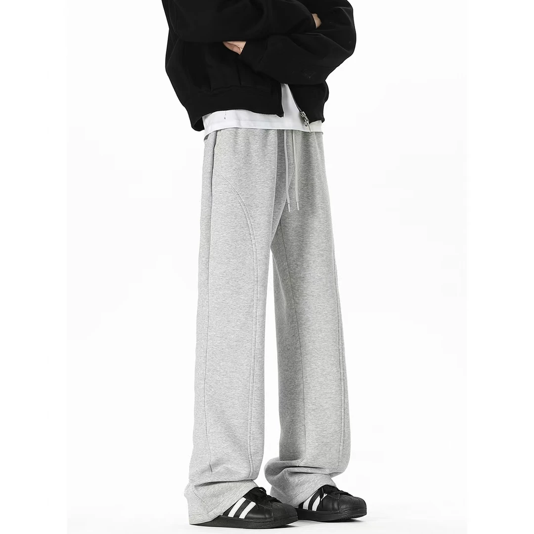 York Zoom情侣潮流美式弯刀裤休闲百搭宽松直筒长裤微喇加绒加厚