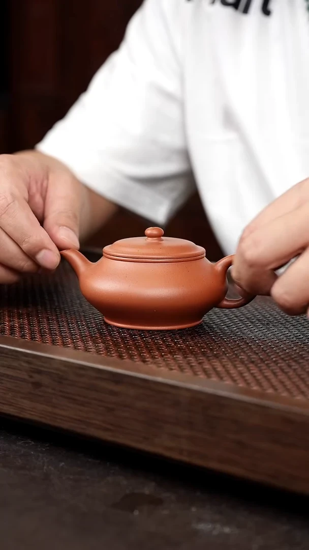 茶壶紫砂大红泥虚扁