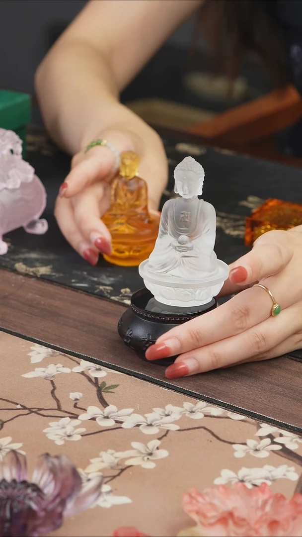 手工艺品琉璃白色药师佛茶宠摆件
