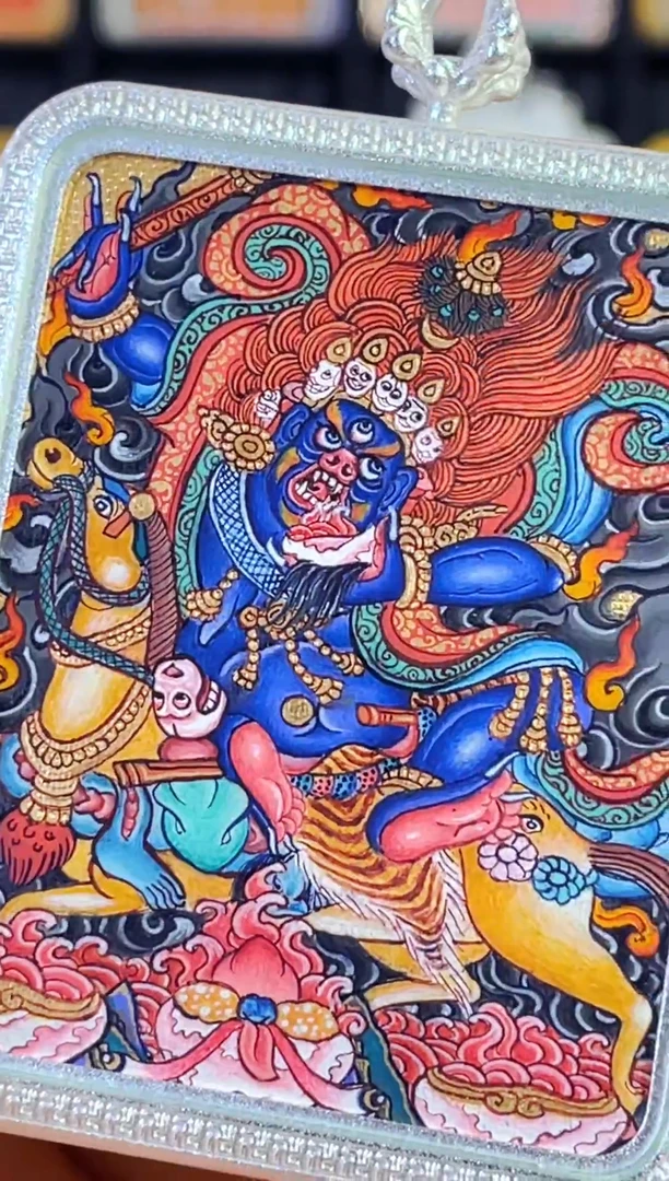 吊坠热贡纯手绘唐卡吉祥天母