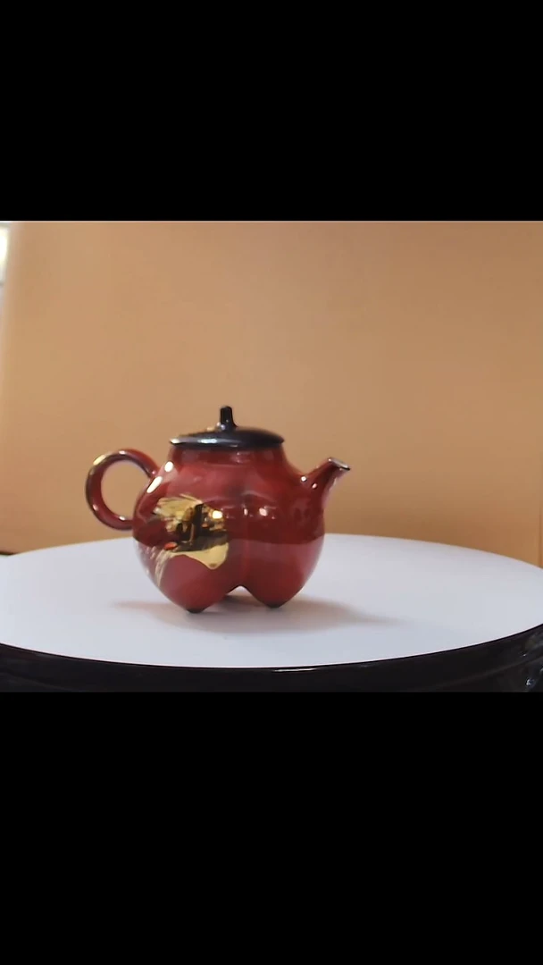 茶壶羽生计红金色茶壶礼盒装