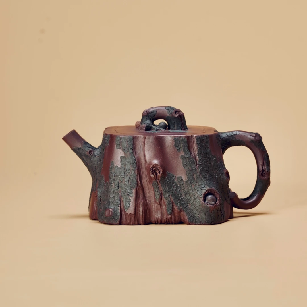 王强十八室 张家龙 方山松 220CC 紫泥 网孔 纯手工 紫砂壶 茶壶