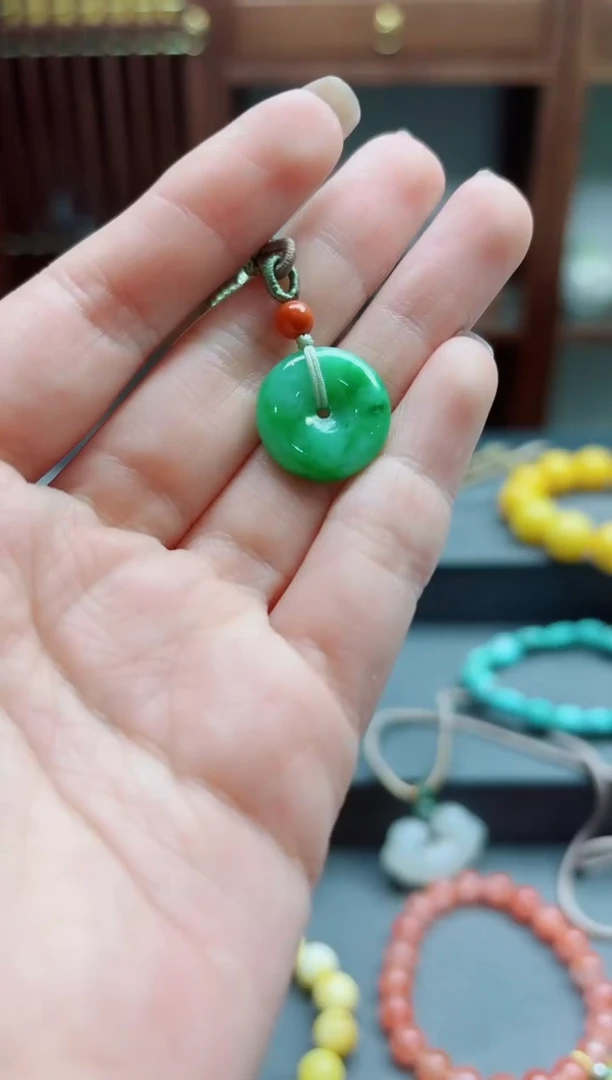 翡翠未镶嵌颈饰翡翠平安扣吊坠YD