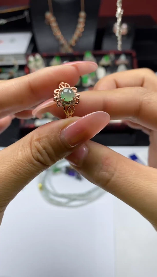 银S925镶嵌戒指翡翠1