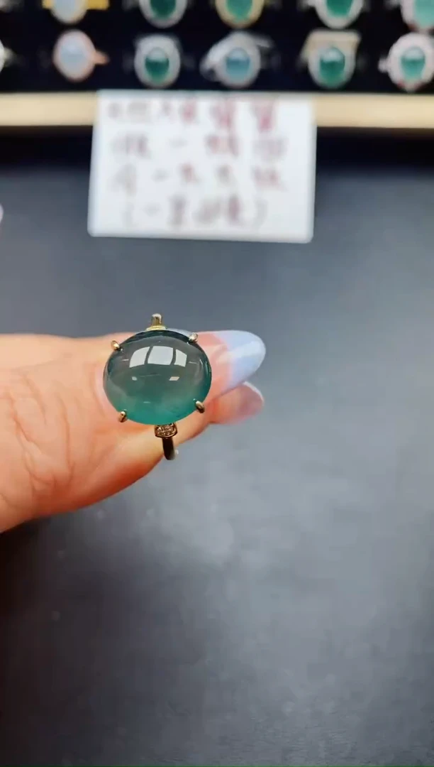 翡翠戒指银S925镶嵌21321
