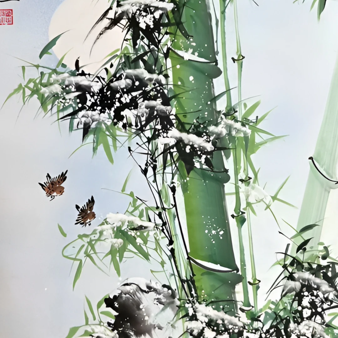霍志楠国画作品《竹报平安》四尺宣纸作品