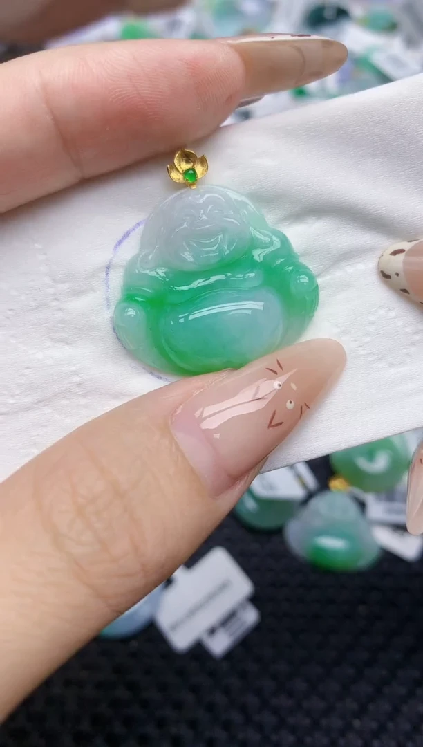 翡翠18K金镶嵌颈饰53   天然翡翠A货