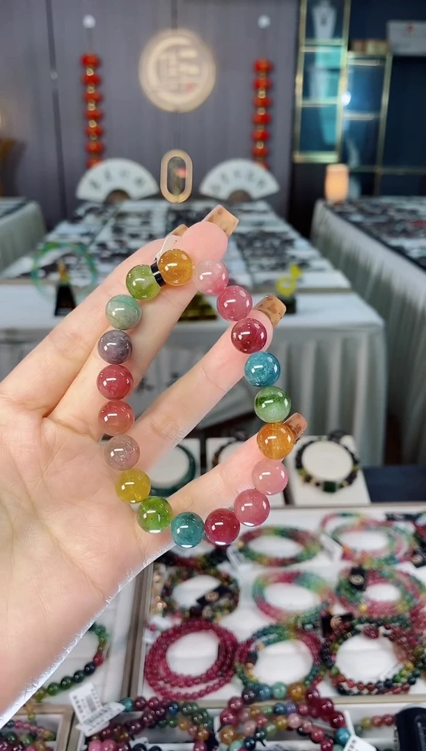 未镶嵌老矿碧玺色标单圈手串10mm+碧玺dan多样性发货一条