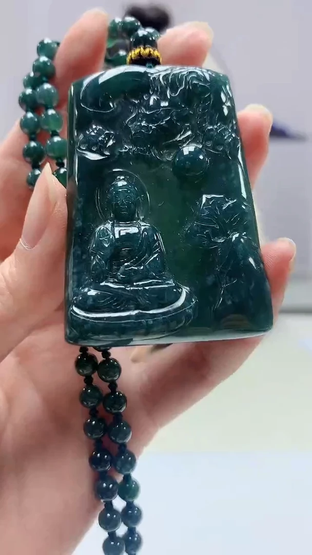 【闪购商品】定制翡翠未镶嵌4902zm-毛货挂件佛观天下143