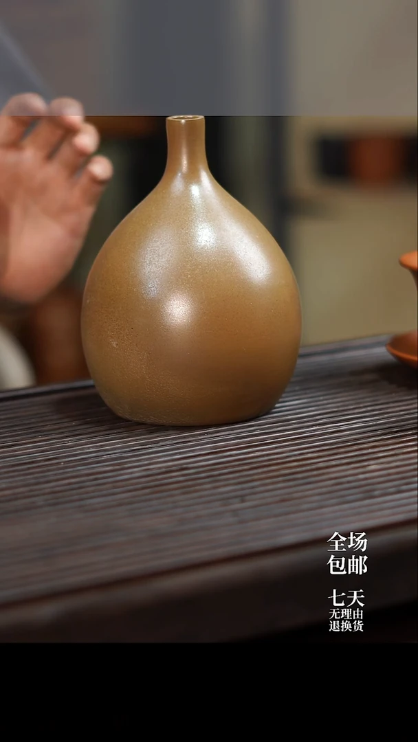 云水山涧建水紫陶白泥柴烧 花瓶 017