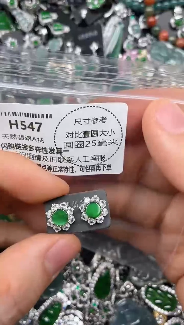 颈饰未镶嵌翡翠H547耳钉