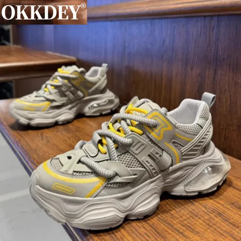 okkdey厚底运动休闲鞋夏季轻质潮流时尚百搭小白鞋透气网面老爹鞋
