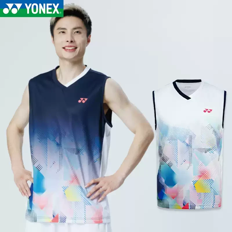 2025年新款尤尼克斯YY羽毛球服运动服背心上衣无袖男款 110215BCR