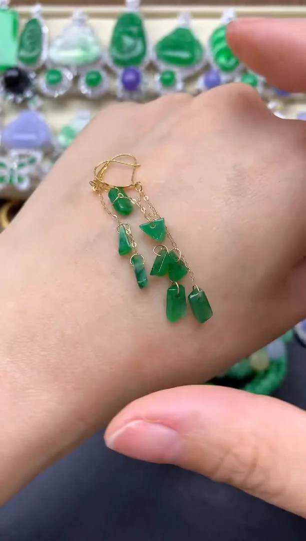 【闪购商品】翡翠耳饰18K金镶嵌92-中国好珍宝