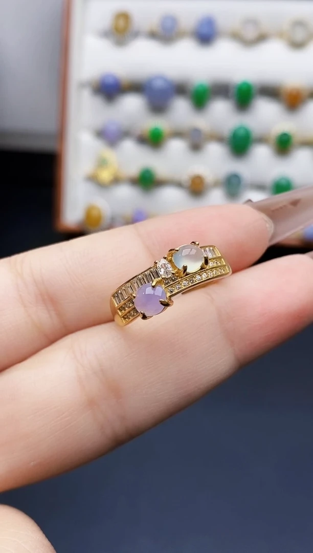 银S925镶嵌戒指翡翠0163