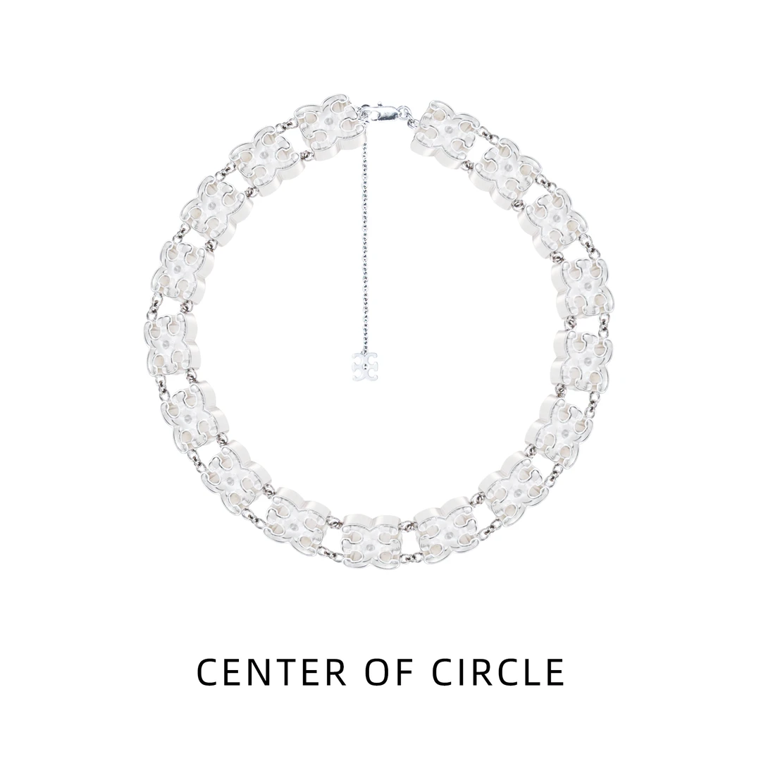 铜合金项链 COC圆心-环保级树脂小众设计logo透明冰块项链颈链