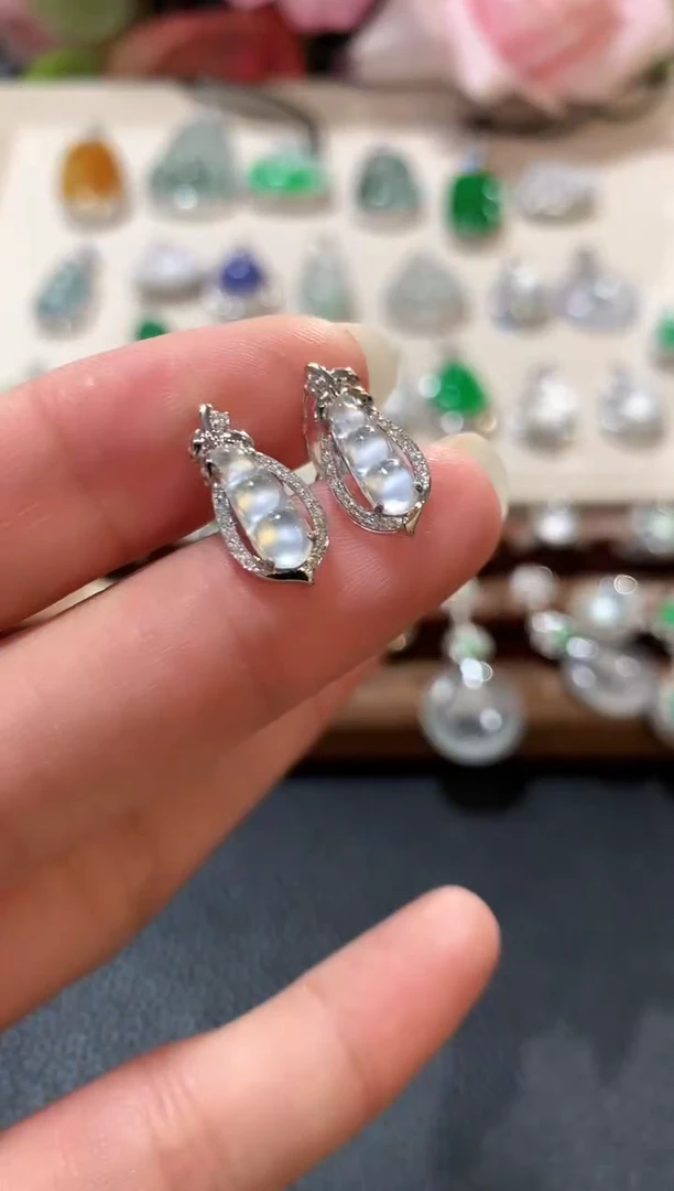 18K金镶嵌翡翠耳饰z53