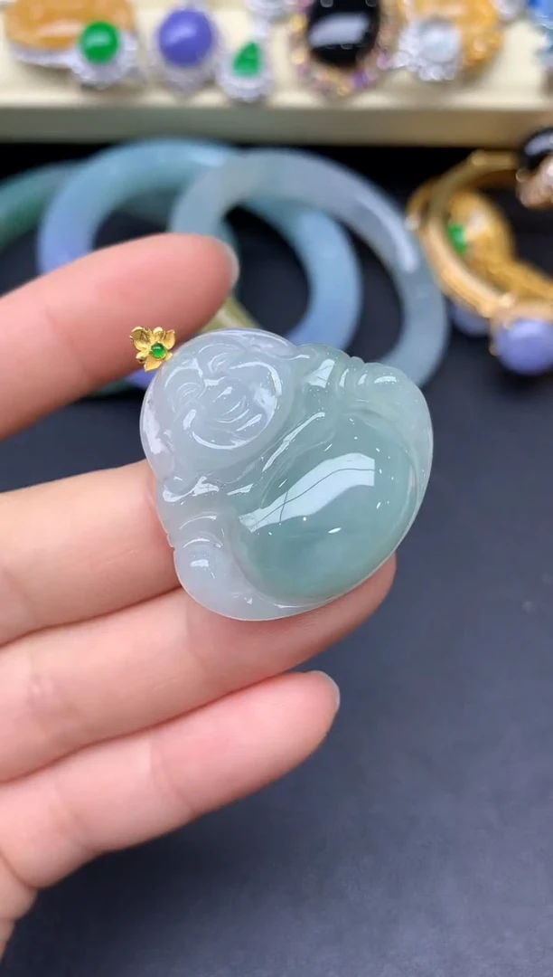 颈饰18K金镶嵌翡翠205-雪姐翡翠天天见
