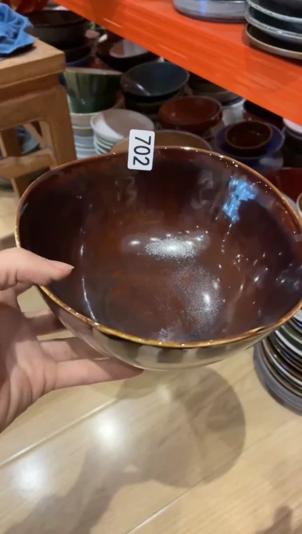 瓷片奶*派702微瑕天目异形面碗1个